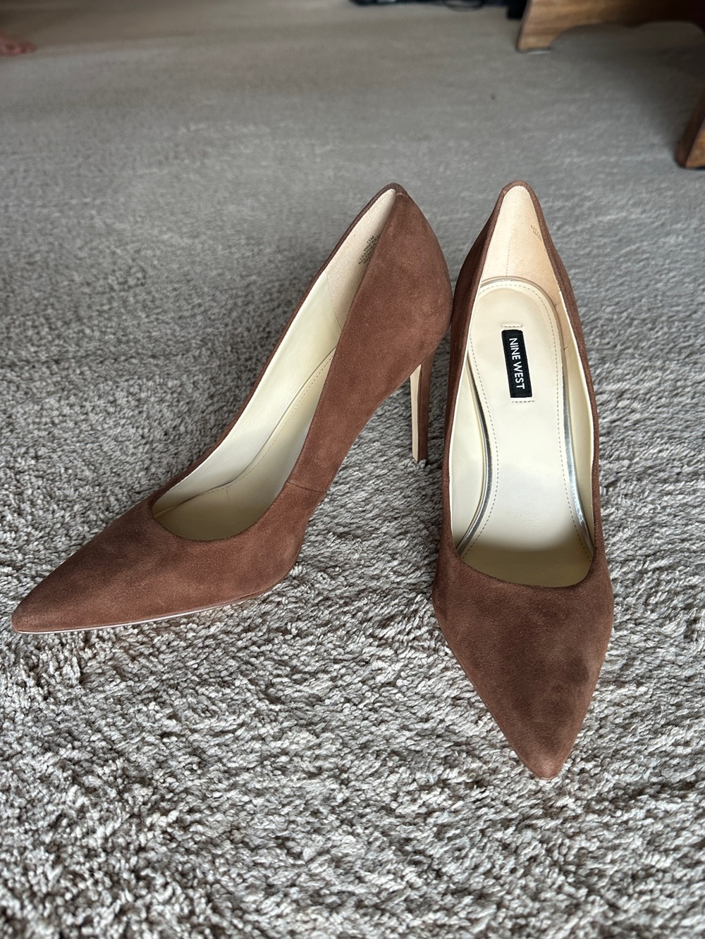 Nine West Brown Suede Pointed-Toe High Heels NIB